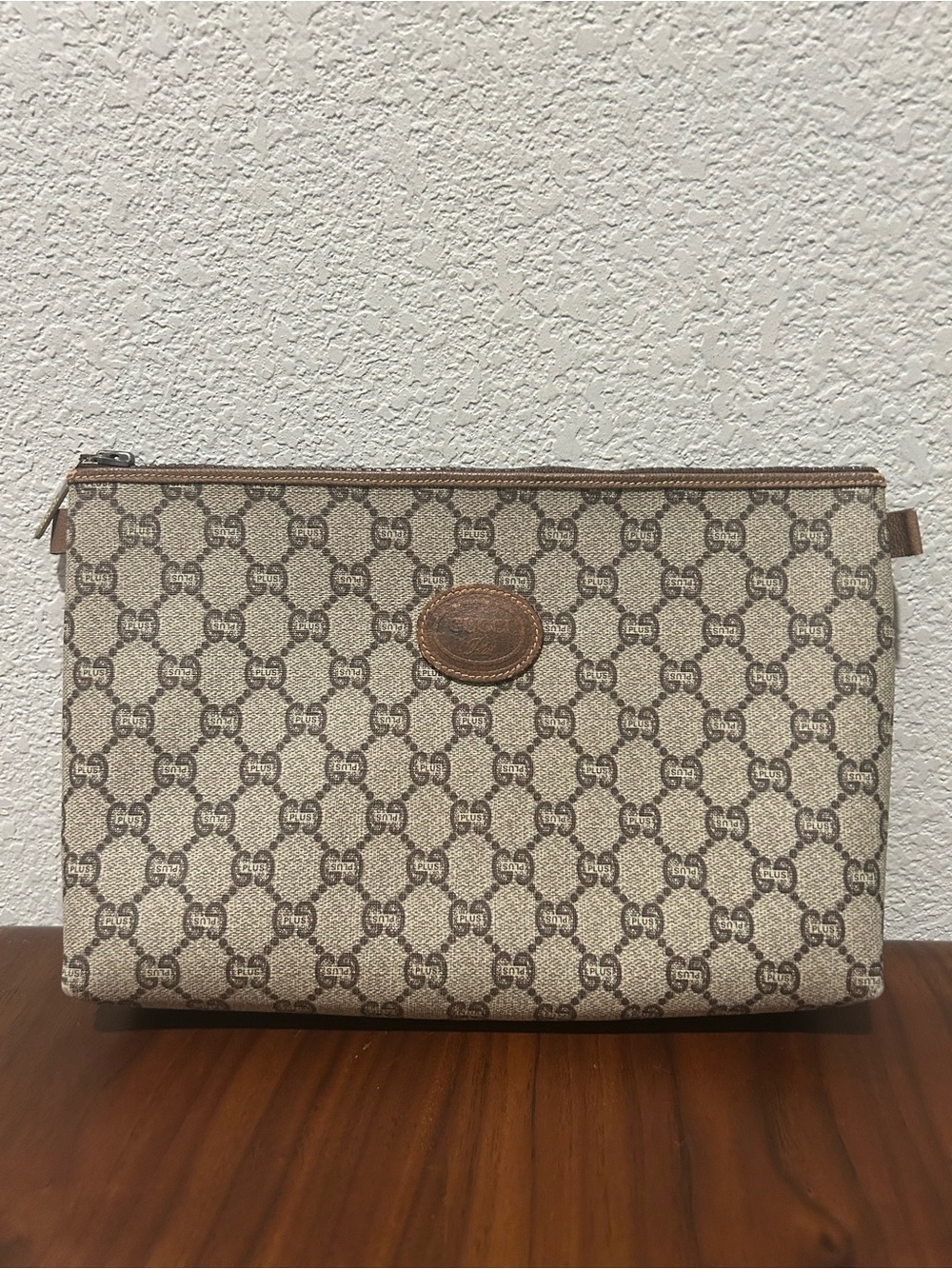 Gucci Plus Brown/Beige GG Plus Monogram Cosmetic Pouch